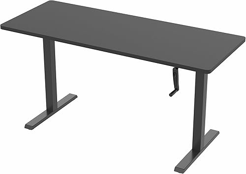 Vista 64 de VIVO DESK-KIT-MB7C - Escritorio manual de pie de altura ajustable de 71 x 30 pulgadas, parte superior de madera clara, marco negro, estación