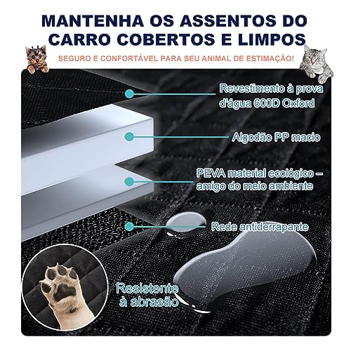 Capa Protetora Pet Impermeável para Assento Traseiro de Carro - Antiderrapante para Cachorro