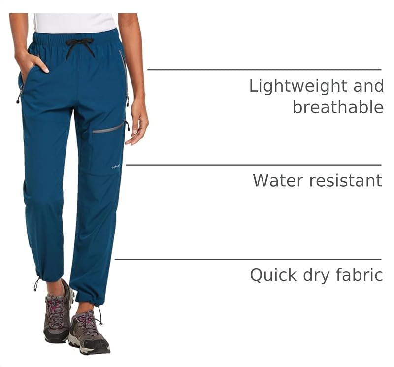 baleaf Women's Hiking Pants Quick Dry Water Resistant Lightweight Joggers Pant for All Seasons Elastic Waist Navy Blue Size Large image 4