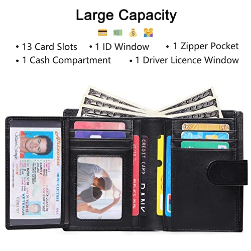 SENDEFN Men's Wallet Genuine Leather Bifold RFID Blocking Wallets for Men Credit Card Holder with Coin Pocket2
