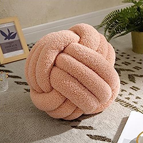 Yokawe Oreiller en Forme de Boule de Noeud - 9 "Coussin Rond décoratif Coussin en Velours tissé à la Main décor de Chambre pour Salon Chambre Rose Clair 9"