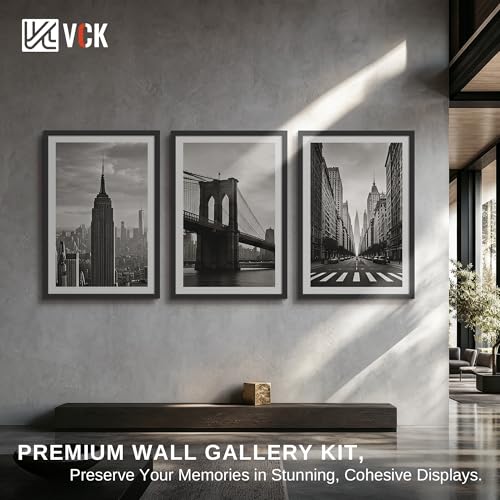 Image of VCK 16x24 Poster Frames Black - 6 Pack, Wide Border Wood Picture Frame, Multi-Directional Display Family Photos, Office Prints, Studio /Gallery, Wall Hanging