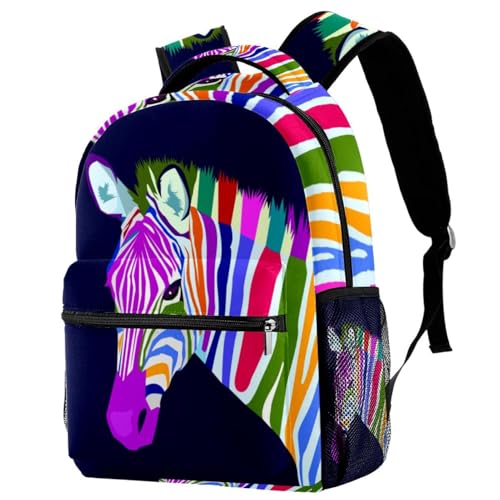 Sac à dos d'école multicolore style zèbre pour ados et voyage décontracté