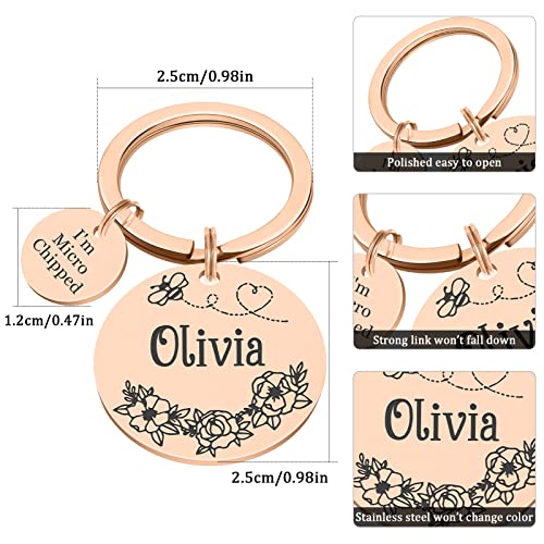 Natiform Personalized Dog Tags, Stainless Steel Engraved Cat Id Tags, Fun Wild Flower Frame Design, Dog Collar Charm Microchips, Floral Pet Name Pendant(Rose Gold) #TOP4