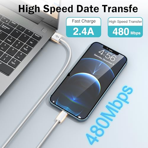 iPhone Charger Cable 2 Pack 2M [Apple MFi Certified] Lightning Cable Fast Charging Cord High Speed Data Sync Apple Charger Cable for iPhone 14 13 12 11 Pro/Pro Max XR XS X 8 7 6 Plus