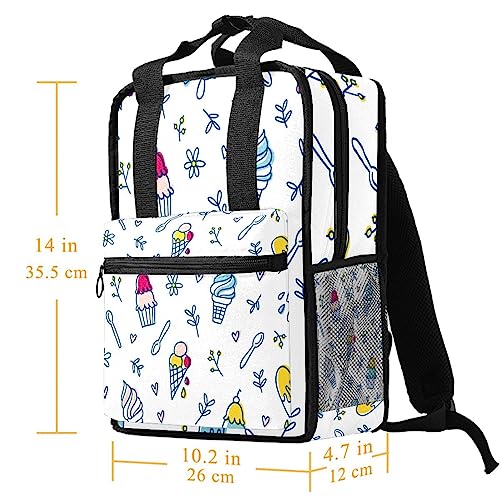 Sac à dos pour garçons motif crème glacée blanc multicolore ajustable - 5