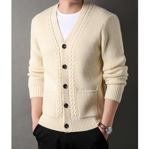 Men Twisted Knit Button Cardigan Sweater Wool Blend Cable Knit Slim Fit Knit Casual Long Sleeve Sweaters2