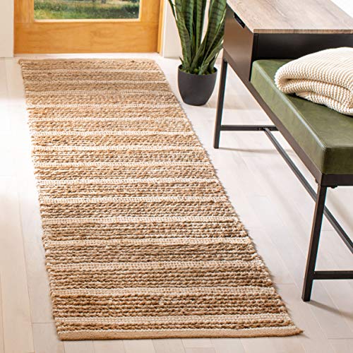 SAFAVIEH Cape Cod Collection Runner Rug - 2'3" x 8', Natural & Ivory, Handmade Flat Weave Jute, Ideal for High Traffic Areas in Living Room, Bedroom (CAP851G)