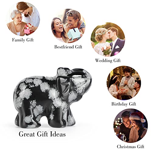 Smq Snowflake Stone Crystal Elephant Statue,Hand Carved Quartz Healing Gemstone Elephant Figurine Crafts Gifts Collectible Decor For Home Office Desk(2Inches) #TOP6