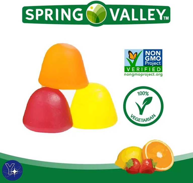 Miniatura 4 de Gomitas de suplemento de fibra para salud digestiva Spring Valley, naranja limón fresa, 150 unidades y marcapáginas de regalo YOLOMOLO