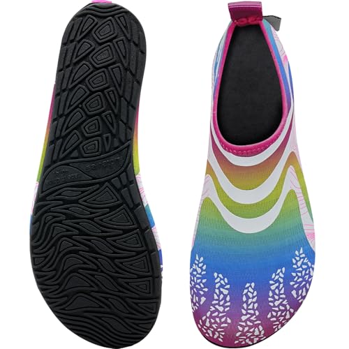 Image of WateLves Water Shoes for Womens Mens Barefoot Quick-Dry Aqua Socks for Beach Swim Surf Yoga Exercise New Translucent Color Soles