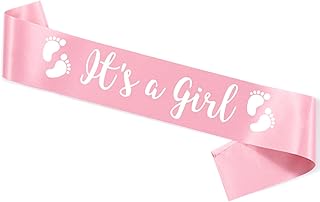 ITS A Girl Sash, Pink Satin with White Font & Baby Foot, Mom to be Party | Baby Shower for Mommy to be Decors Mother Gifts, Baby Girl Neutral Twins