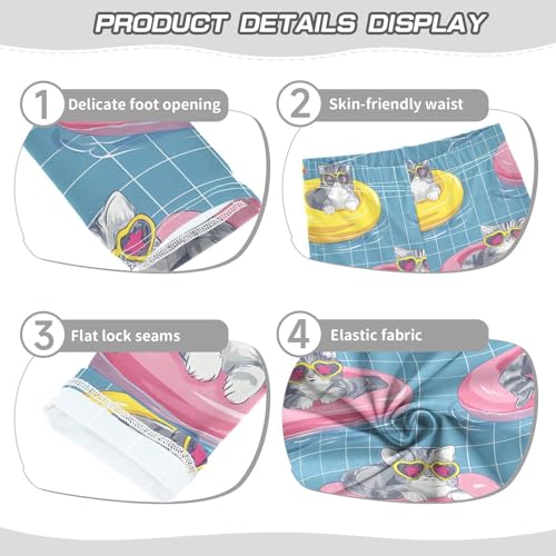 ALAZA Girls' Leggings Children's Yoga Pants Skinny Printed Dance Cat Swimming Comfortable 4T2