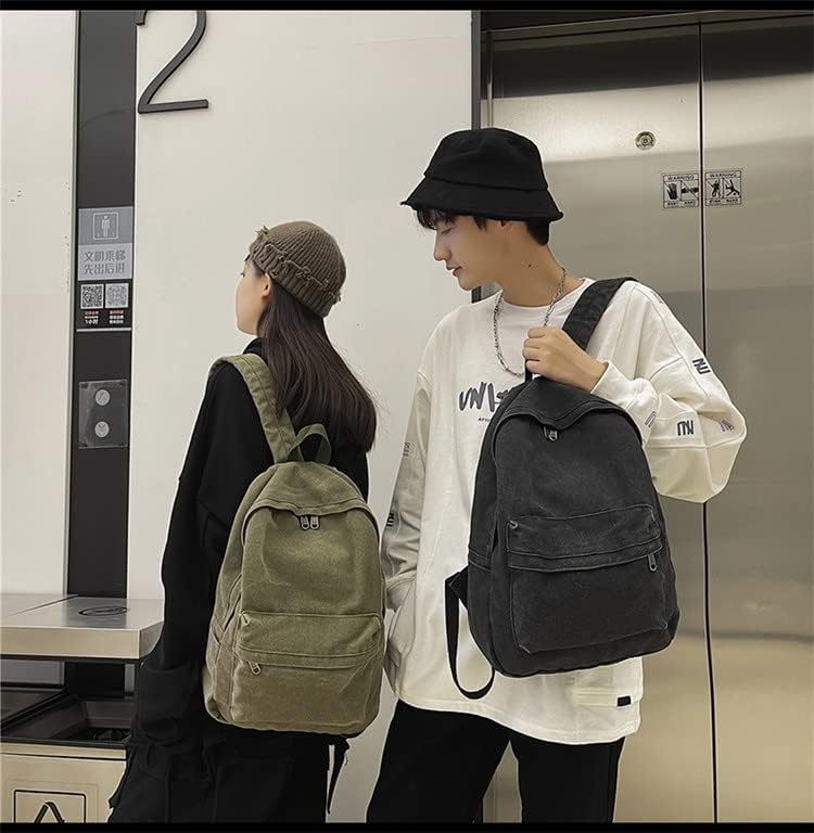 Miniatura 3 de Mochila de lona para mujeres y hombres, bolsas estéticas vintage, mochila de viaje, mochila bohemia hippie grunge (negro)