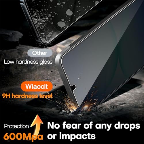 Image of Wiaocit 3 Pack Tempered Glass Privacy Screen Protector for Samsung Galaxy A17 5G with 3 Pack Camera Lens Protector, 9H Hardness, Bubble Free, Case Friendly