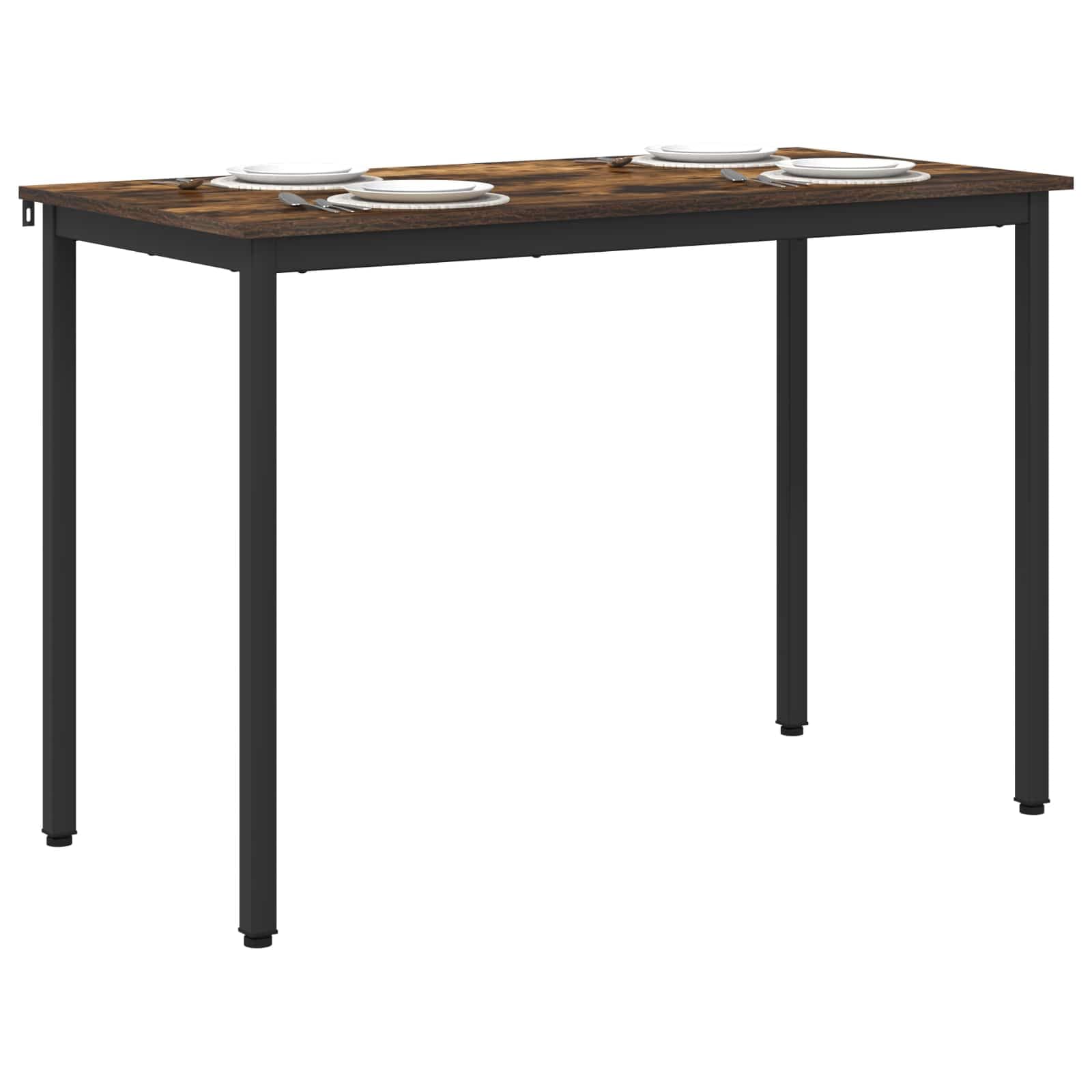 Table à manger 110 x 55 x 75 cm, cadre en métal noir, angle droit, table à manger stable pour cuisine, salle à manger, salon, design minimaliste, nettoyage facile