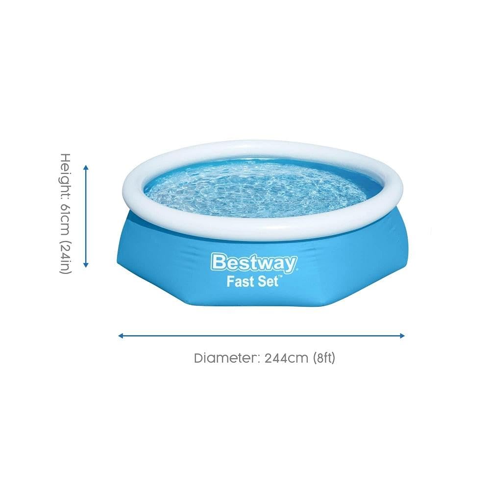 Bestway Fast Set Aufstellpool ohne Pumpe Ø 244 x 61 cm, blau, rund, 57448, 244 x 61 cm ohne Zubehör