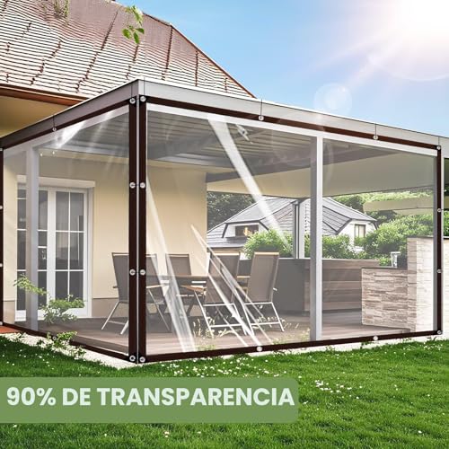 Lona impermeable transparente con ojales para aislar el viento exterior 4
