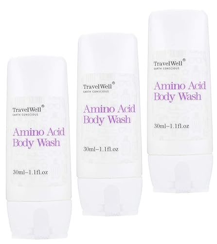 Travelwell Gel de baño para invitados de tamaño de viaje envuelto individualmente, 1.0 onzas líquidas, 50 botellas  Artículos de aseo de tamaño de