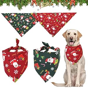 Bandanas de Noël pour Chien, 2 Pcs Écharpe pour Animaux de Compagnie Tenues à Carreaux Père Noël Triangle Bavoirs pour Chien Foulard, Animaux Costumes Nœuds Papillon pour Petits Moyens Chiens Chats 51AMOv HfXL. SS300