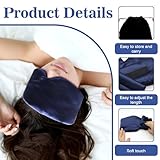 Sleep Mask, VEGCOO Silk Sleeping Mask 100% Blackout Eye Mask for Sleeping Soft & Comfortable Sleep Eye Mask with Earplugs & Storage Bag, Adjustable Blindfold for Women Men All Night Sleep (Navy) - Image 3