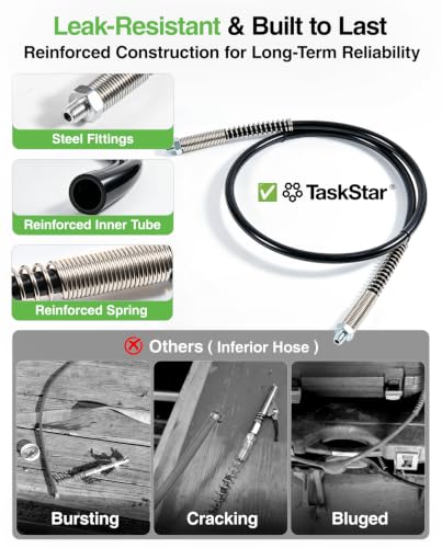 Image of 48-Inch Grease Gun Replacement Hose for M-12, M-18, 12000 PSI High-Pressure