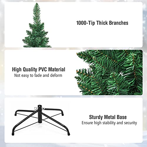 Happygrill 8Ft Pencil Christmas Tree Slim Xmas Tree For Home Decoration Unlit Skinny Artificial Christmas Tree With Foldable Metal Stand Pvc Leaves #TOP4