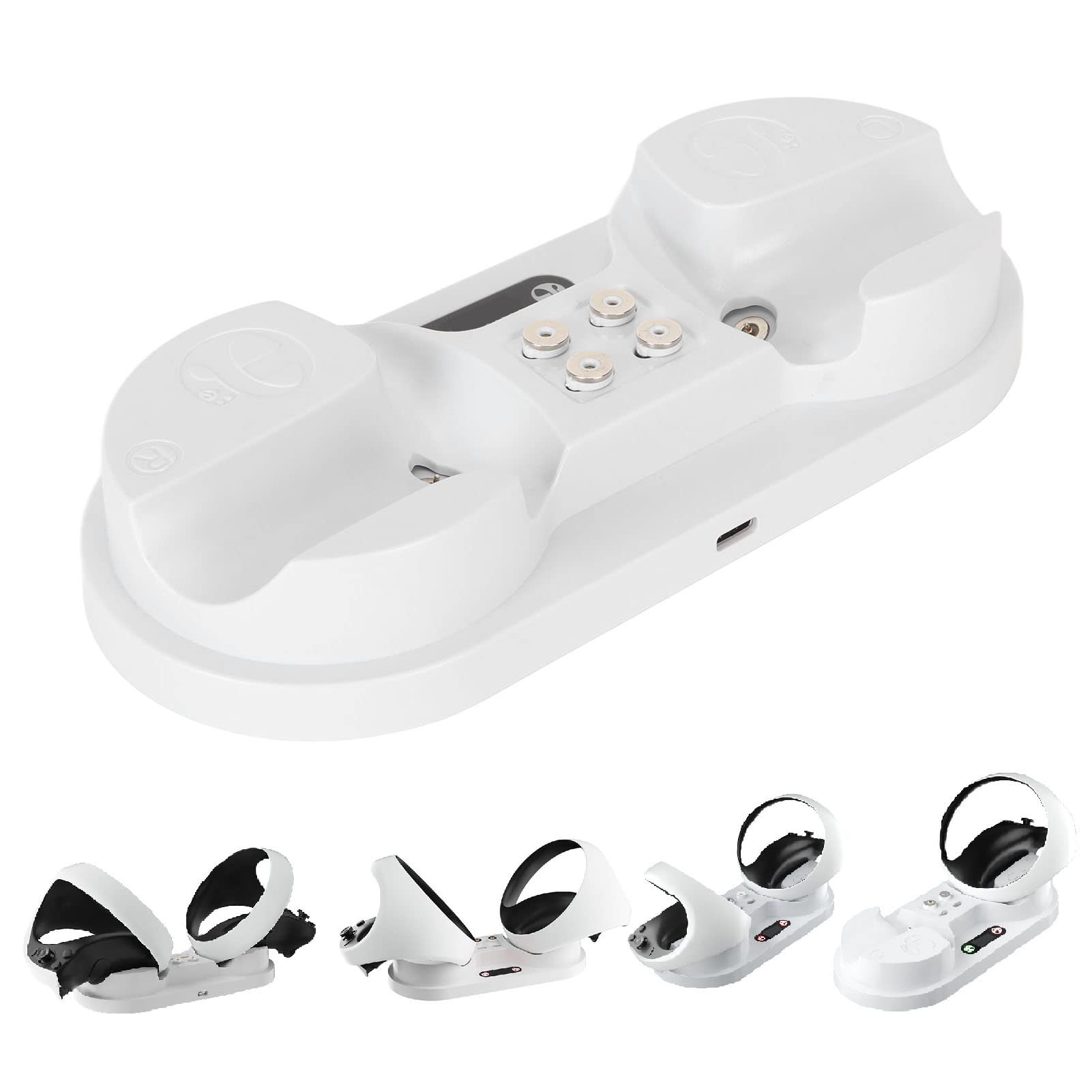 Stazione di Ricarica per VR2, Controller Dual Charging Dock, con 4 Connettori Magnetici di Tipo C, Cavo di Ricarica di Tipo C, Indicatore LED