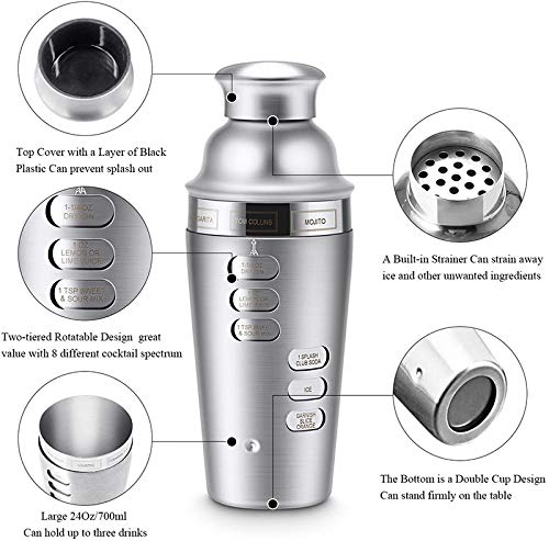 Set coctelera y accesorios de bar 750ml acero inoxidable miniatura 5