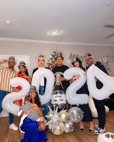Image of White Number 40 Balloon 40 inch, Translucent 40 Number Balloons, 40th White Birthday Decorations for Women Men, 40 Year Old Party Supplies