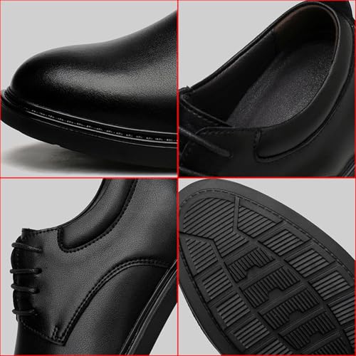 Men's Leather Invisible Height Increasing Elevator Dress Shoes Fashion Classic Cap Toe Low Top Oxfords Shoes Casual Business Formal Derby Shoes - 2.36 Inches Taller4