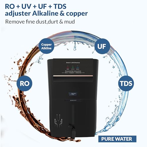 Image of Aquatec Plus Smart - 12 L RO+UV+UF+TDS Control + Alkaline + Copper + Zinc Water Purifier (Black) Works up to 3000 TDS