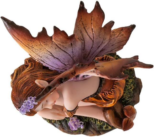 Pacific Giftware Daydreaming Autumn Fairy Charming Resin Statue of Cozy Orange Fairy Resting on Forest Ground with Flower Home and Garden Decor