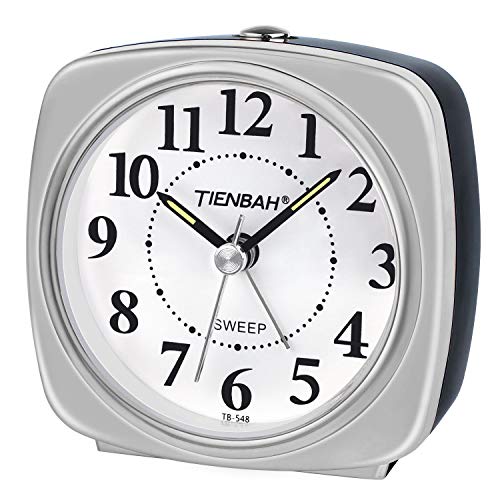 PROKING Reloj Despertador Analógico, Despertador de Viaje sin Tic TAC con Snooze/luz Nocturna Despertador Analógico Silencioso, Despertador de Dormitorio (Gris)