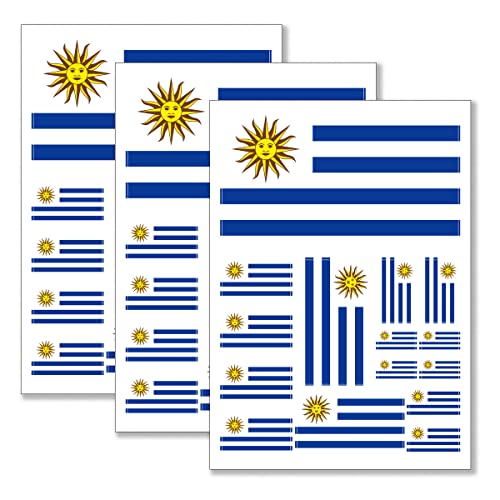 Image of QQSD Uruguay Flag Sticker Uruguayan Decal in Multiple Sizes, 3 Pack, 11.7 x 8.3 Inches
