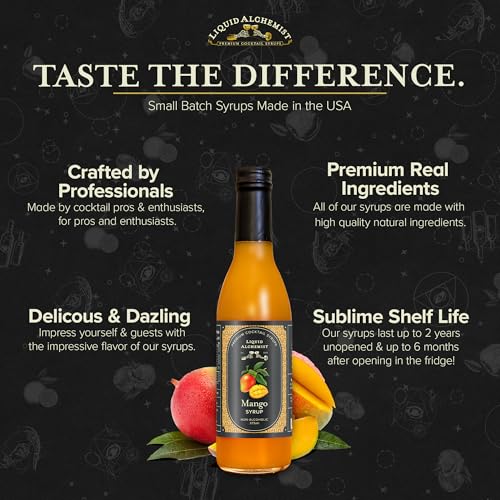 Image of Liquid Alchemist Mango Syrup for Drinks - Real Ingredients Make our Mango Puree for Cocktails the Perfect Margarita Mix - Our Tropical Flavoring Syrup is Non-GMO & Vegan (12.7 oz)