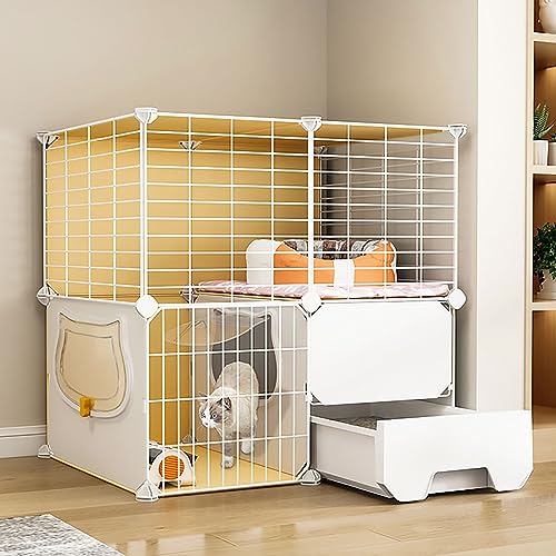 Cage en fil de fer détachable pour chat avec grand espace d'exercice et montage facile