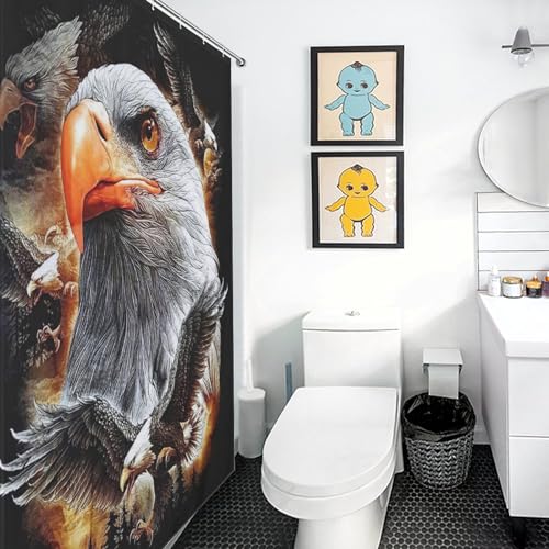 Rideaux de douche tissu lavable pour baignoire Aigle imperméable 168x183 cm - 3