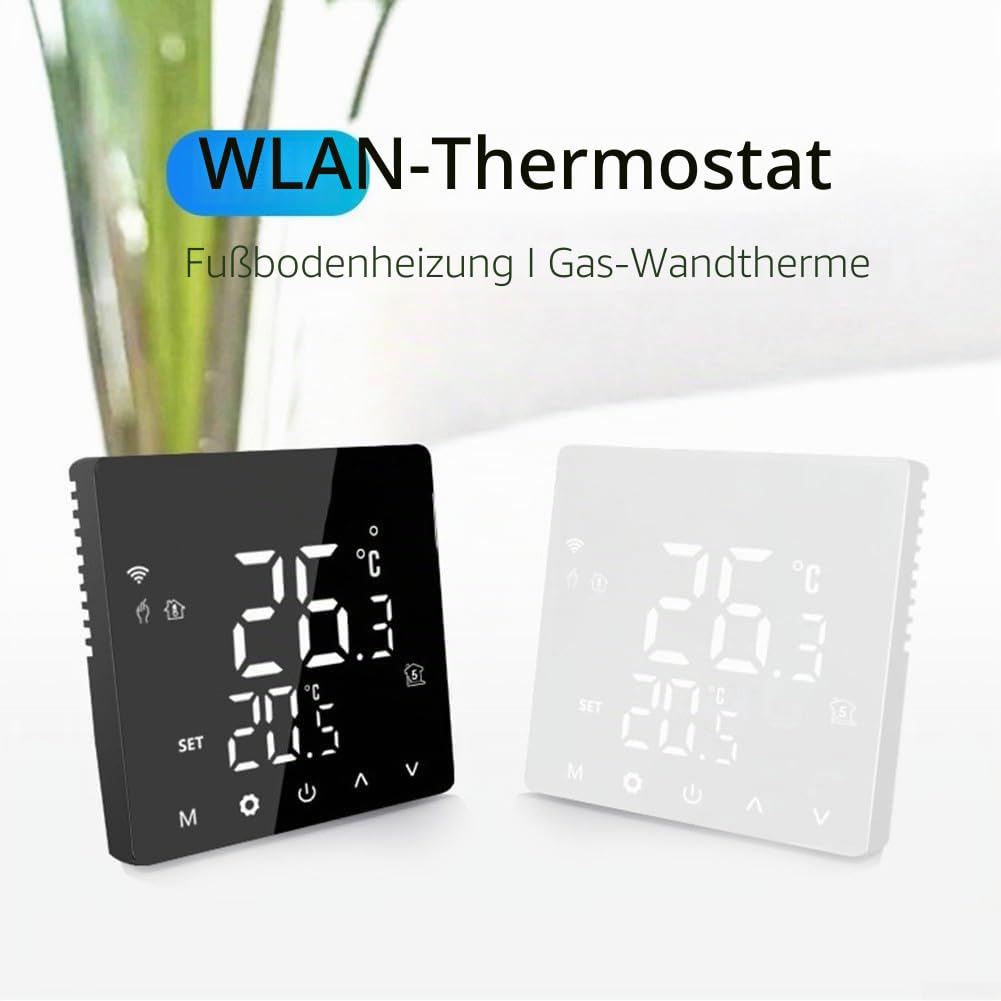 Intelligenter WiFi Thermostat, Programmierbarer Thermostat mit LCD Bildschirm kompatibel für Tuya Smart Home für Fußbodenheizung Gasheizkessel(W Water Heating)