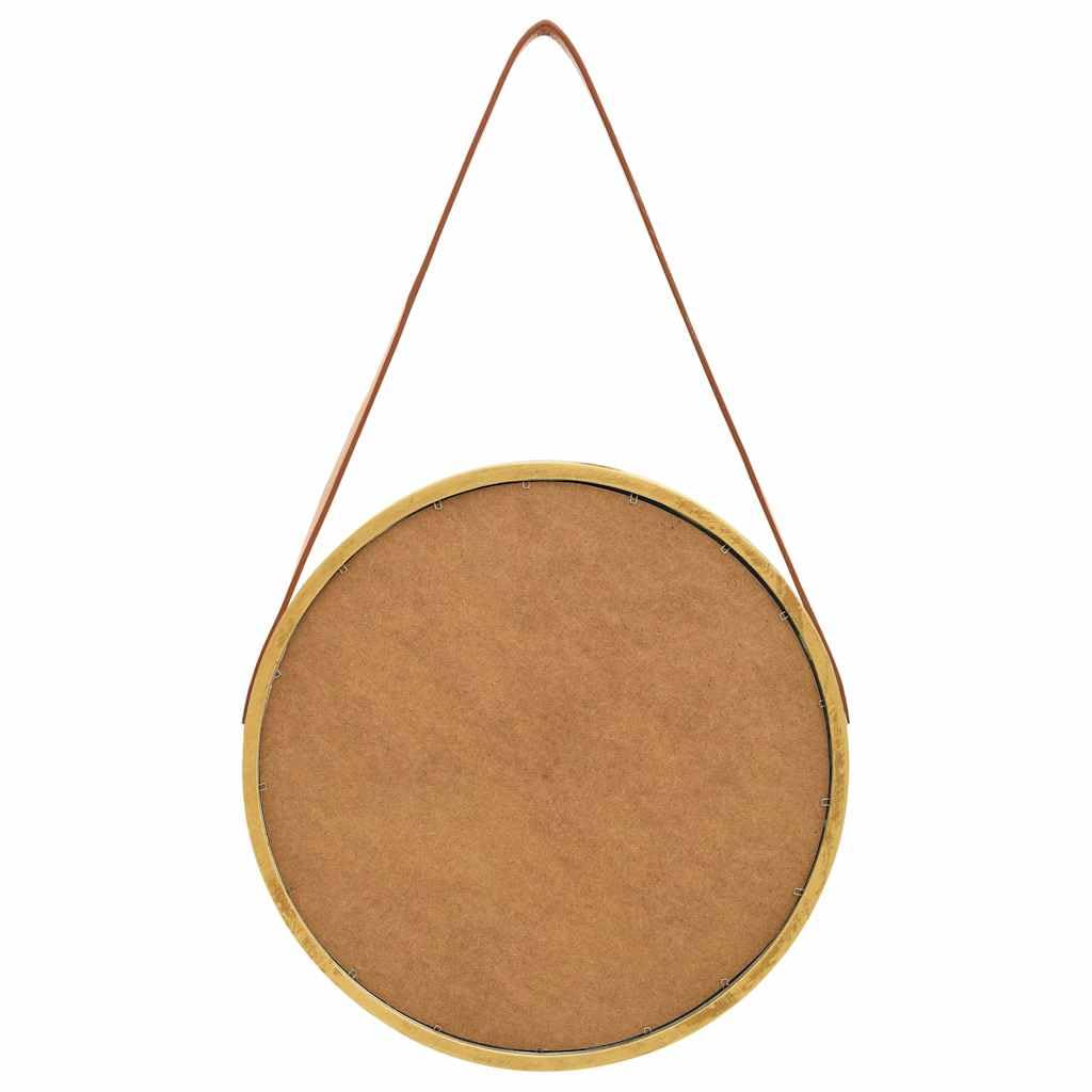 SYDE Okrągłe lustro wiszące drewniana rama 40 cm