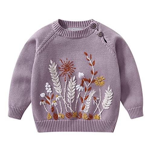 Lamgool Baby Boys Girls Pullover Sweater Knitted Button Down Toddler Kids Sweatshirt For Spring 4T Purple #TOP7