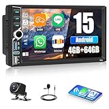 [4+64GB] Android 15 Double Din Car Stereo with Wireless Carplay&Android Auto,7 Inch Car Radio Support Mirror Link WiFi GPS Navigation Bluetooth FM/RDS Radio EQ/DSP/SWC+AHD Backup Camera