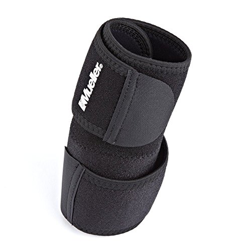 MUELLER Sports Medicine Adjustable Neoprene Elbow Brace, Elbow Pain Relief Support Strap for Men and Women, For Tennis, Golf, Painting, Factory-Line Work, and More, Black, One Size