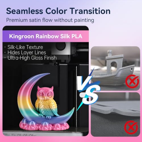 Image of Kingroon Silk PLA Filament 1.75mm Rainbow Color Changing Filament 3D Printer Filament 1kg Dimensional Accuracy ±0.03mm,Fit Most 3D Printer(Candy)