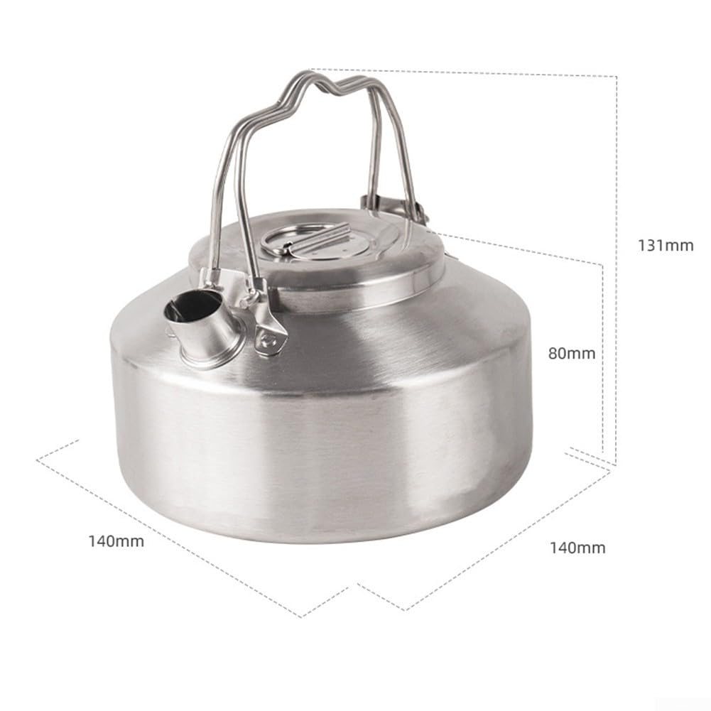 Bollitore a fischio da campeggio, 1 l, con manico pieghevole, per fornello a gas, viaggi, campeggio, vacanze, bollitore portatile