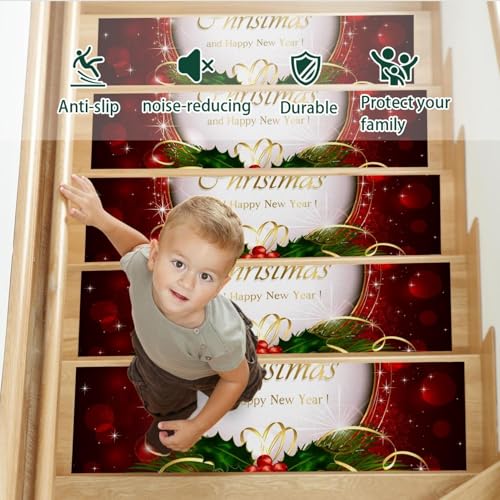 Alfombra para peldaños de escalera de Navidad contra resbalones de niños y perros 4