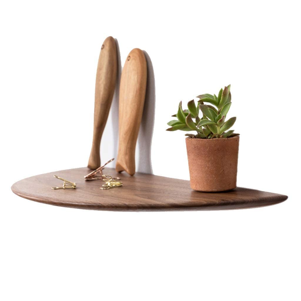 Étagères flottantes en bois massif couleur noyer pour cloison de bureau et salon