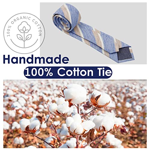Image of Mantieqingway Mens Skinny Ties,2.56 inch Cotton Neckties Striped Plaid Ties for Groom Groomsmen Wedding Party Christmas