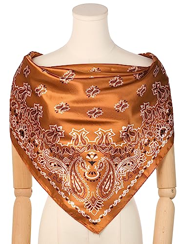 Women's Paisley Satin Square Scarf, 35" Large Silk Like Hair Scarf Head Sleeping Wrap Bandanas2