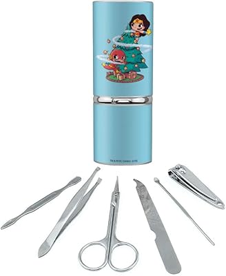 Wonder Woman and Flash Christmas Tree Stainless Steel Manicure Pedicure Grooming Beauty Care Travel Kit
